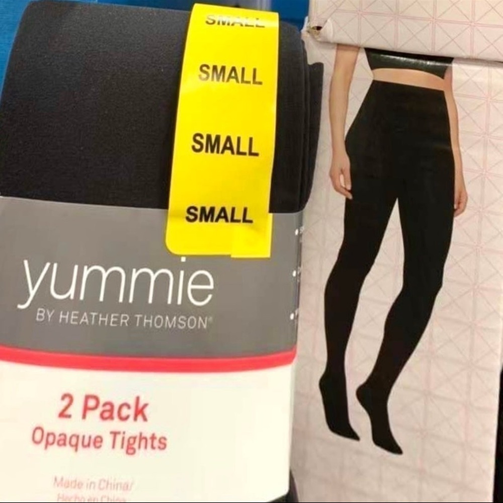 Yummie by Heather Thomson Black Opaque Tights 2 Pack